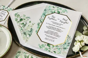 Muster einer Hochzeitseinladung mit Vergoldung aus der Lotus-Kollektion Nr. 3