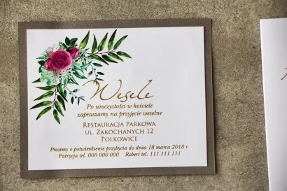 Bilecik do zaproszenia ślubnego Cykade nr 4 - Róże w odcieniach fuksji