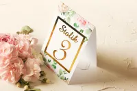 Złocone Numery na Stół Weselny z Piwoniami | Avril nr 3