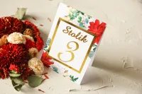 Złocone Numerki na Stół Weselny Róże | Avril nr 4