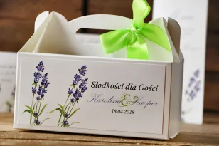 Prostokątne pudełko na ciasto, tort weselny, ślub - Akwarele nr 14 - Lawendowe