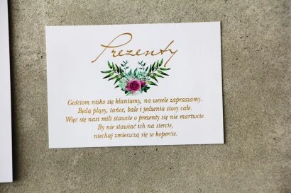Bilecik do zaproszenia ślubnego Cykade nr 4 - Róża w kolorze fuksji