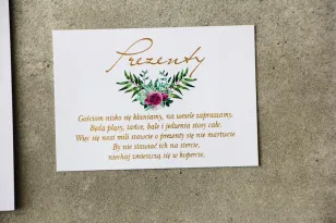 Hochzeitsgeschenke Ticket - Zikade Nr. 4 mit Vergoldung - Fuchsia Rosen