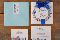 Eleganckie Zaproszenia Ślubne Zimowe z Kokardą | Akwarele 15