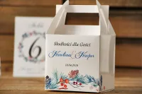 Pudełko na Ciasto Weselne Zimowe z Imieniem | Akwarele nr 15