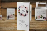 Akwarelowe Menu Weselne z Różami | Karta Dań na Stół