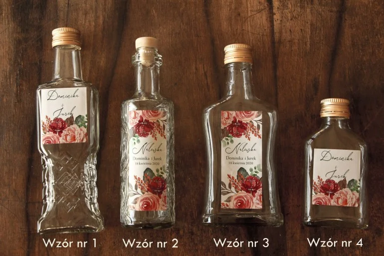 Wysokiej Jakości Butelki z Różową Grafiką | Oryginalne Podziękowania Weselne