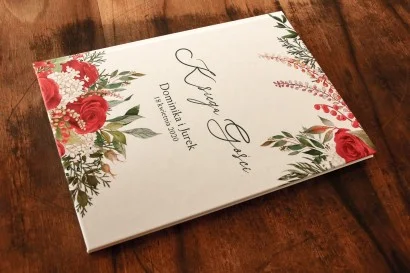 Personalizowana Księga Gości z Bogatą Ilustracją Florystyczną | Ekskluzywny Dodatek Weselny | Delize Nr 2