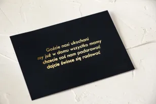 Granatowy Bilecik ze złoceniem do zaproszeń ślubnych