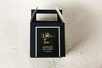 Granatowe Pudełka na Ciasto Weselne ze Złoceniem | Emerald