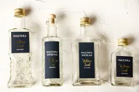 Buteleczki na Nalewki Weselne Granatowe Złocone | Emerald