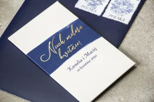 Hochzeitssamen Vergissmeinnicht - Danke an die Gäste - Paket mit marineblauer Aquarellgrafik mit goldener Aufschrift