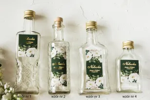 Eleganckie Butelki na Nalewki Weselne ze Złoconą Etykietą | Podziękowania dla Gości | Szafirowe nr 3