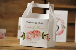 Schachtel für quadratische Torte, Hochzeitstorte - Aquarelle Nr. 19 - Pastellrosenblüten