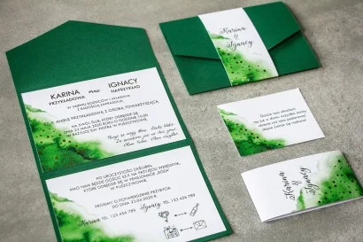 Zielone Zaproszenia na Wesele ze Złotymi Akcentami | Zaproszenia Ślubne Złote | Bakarto nr 4