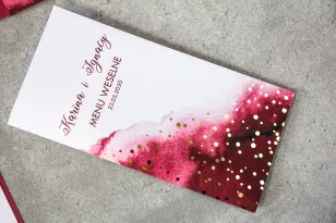 Burgundowe Menu Ślubne ze złoconymi kropeczkami