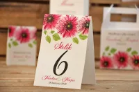 Numery na Stoły Weselne Różowe Gerbery | Akwarele nr 20