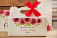 Pudełka na Ciasto Weselne Różowe Gerbery | Amelia-Wedding.pl