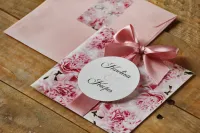 Zaproszenia Ślubne z Kokardką i Goździkami | Akwarele nr 21