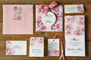 Zaproszenie ślubne z dodatkami - Akwarele nr 21 - Delikatne różowe goździki