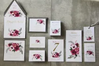 Złocone Zaproszenia Ślubne Fioletowe Kwiaty | Cykade nr 5