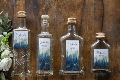 Butelki na nalewki z motywem leśnym | Oryginalne prezenty dla gości weselnych | Eteryczne nr 6