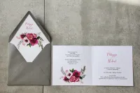 Złocone Zaproszenia Ślubne Fioletowe Kwiaty | Cykade nr 5