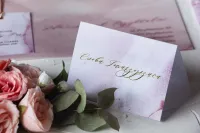 Winietki Ślubne Marmurowe Różowe Złocone | Marmurowe nr 2