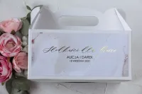 Złocone Pudełko na Ciasto Weselne Marmur | Personalizacja