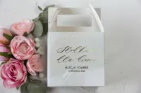 Pudełko na Ciasto Weselne Marmur Złocone | Amelia-Wedding.pl