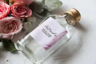 Eleganckie Butelki na Nalewki Weselne z Różowym Złoceniem | Podziękowania dla Gości | Marmurowe nr 2