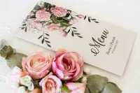 Eleganckie Menu Weselne Kwiatowe | Róże i Hortensje