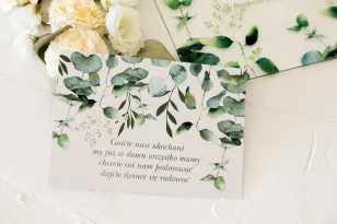 Hochzeitseinladungskarte mit Eukalyptusblatt-Print
