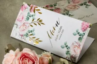 Eleganckie Menu Weselne Złocone Gałązki | Rubin nr 9