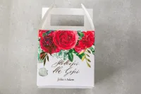 Pudełka na Ciasto Weselne Bordowe Róże i Złoto | Rubin nr 8