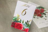 Numery stołów glamour złocone z różami | Rubin nr 8