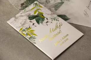 Hochzeitssamen Vergissmeinnicht - Danke an die Gäste - Packung mit goldenen Zweigen in weißen, winterlichen Farben