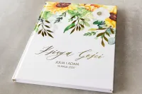 Złocona Księga Gości A4 w Kwiaty | Personalizacja | Rubin nr 7