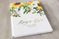 Złocona Księga Gości A4 w Kwiaty | Personalizacja | Rubin nr 7