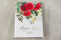 Złocona Księga Gości Weselnych Bordowe Róże | Rubin nr 8