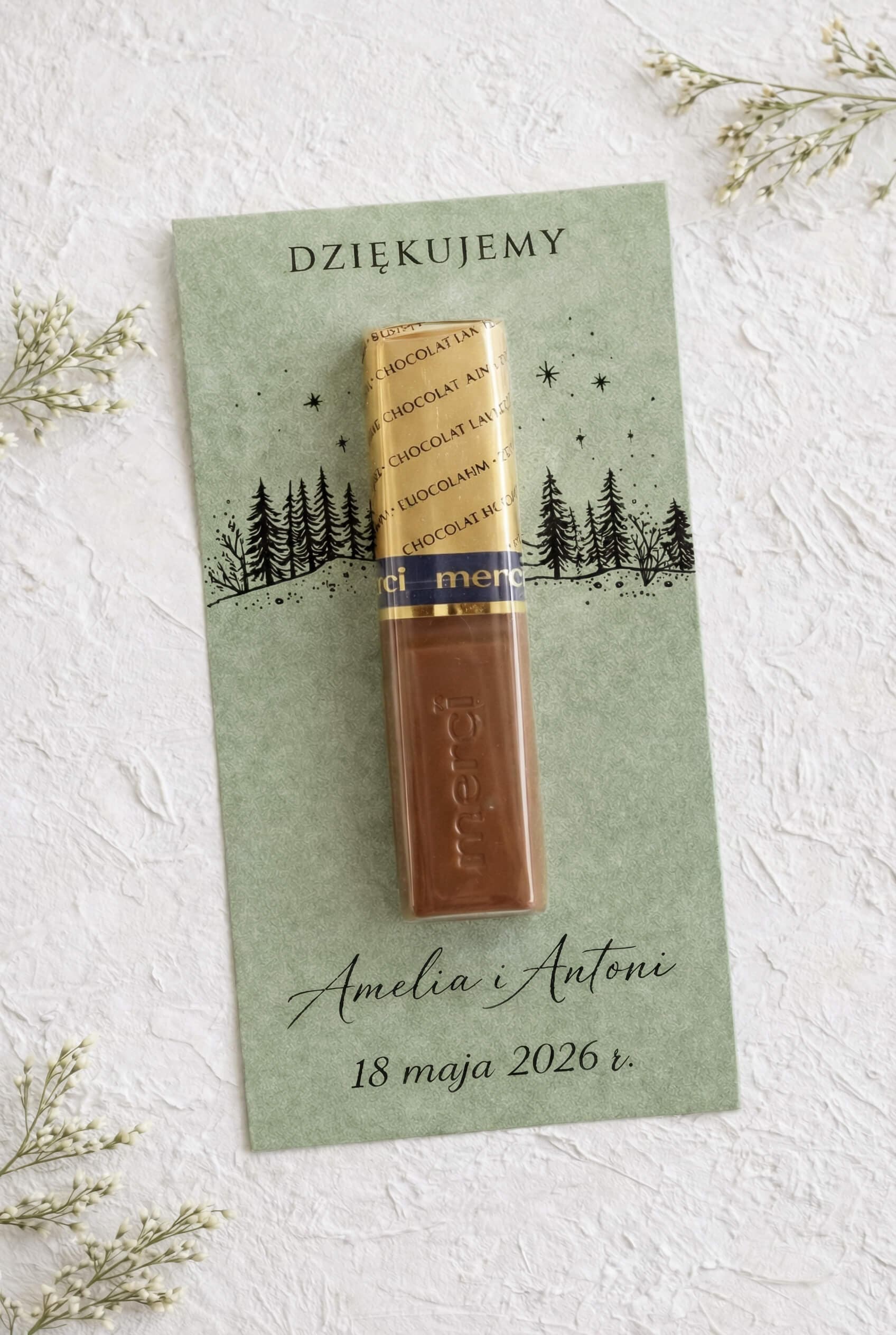 Gastgeschenke Merci Kraft Nr. 12 – Süße Aufmerksamkeit mit Waldmotiv