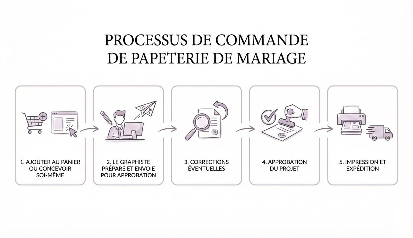 Processus de commande de papeterie de mariage