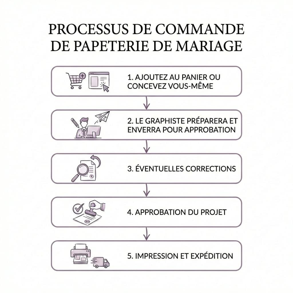 Processus de commande de papeterie de mariage