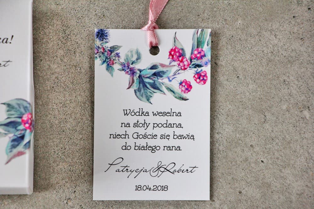 Forest Wedding Alcohol Tags with Blackberry and Thistle | Elegant Wedding Favour Tags | Pistacjowe Design 17