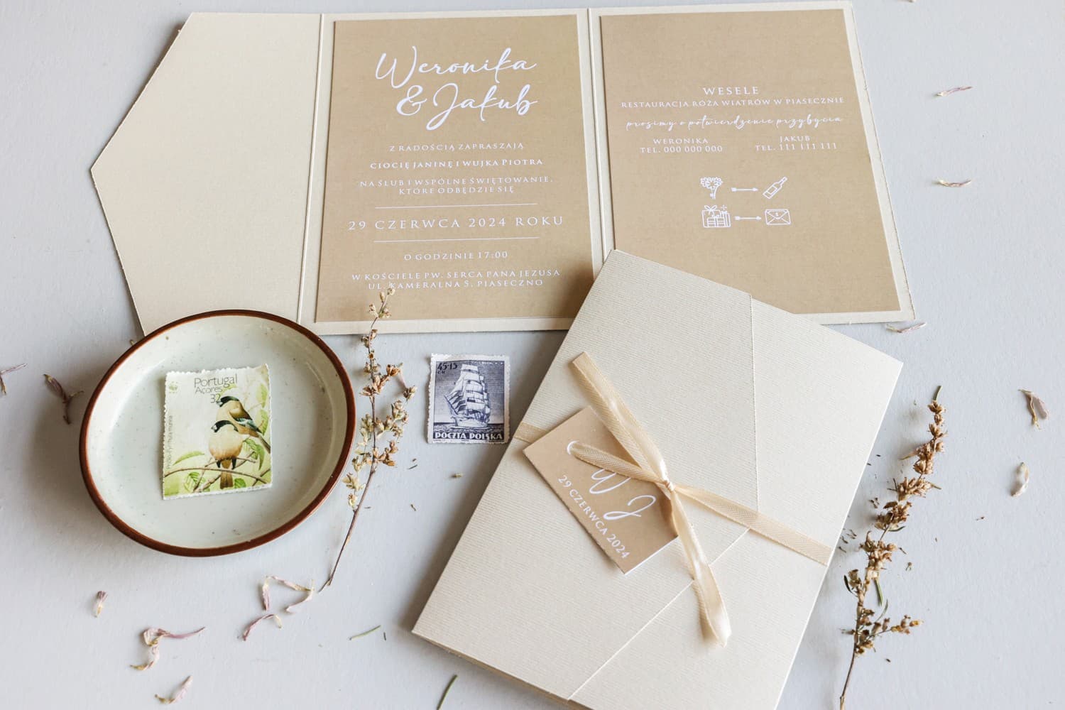 Avril No. 13 Wedding Invitation – Minimalist Ecru Style