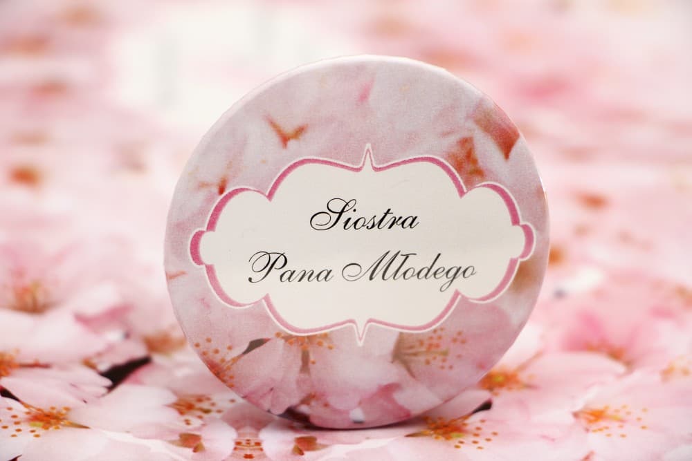 Badges de Mariage Personnalisés Fleurs de Cerisier, Badges Invités | Badges de Mariage Uniques | Felicja n° 13