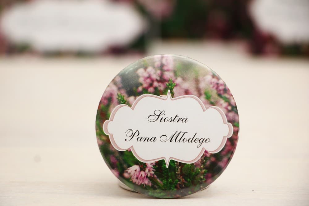 Badges pour invités de mariage, accessoires de mariage, badge - Felicja n° 1 - Bruyère