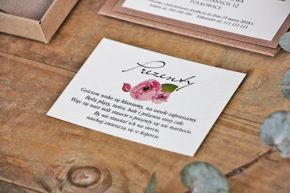 Beileger für Hochzeitseinladungen Aquarell Pfingstrosen auf Leinenpapier Ecru | Einladungskarte mit Wunschtext | Kollektion Margaret Nr. 2