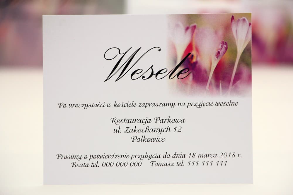 Bigliettino per Inviti Crochi Viola | Inserto Informativo, Rebus, RSVP | Elegante n. 24