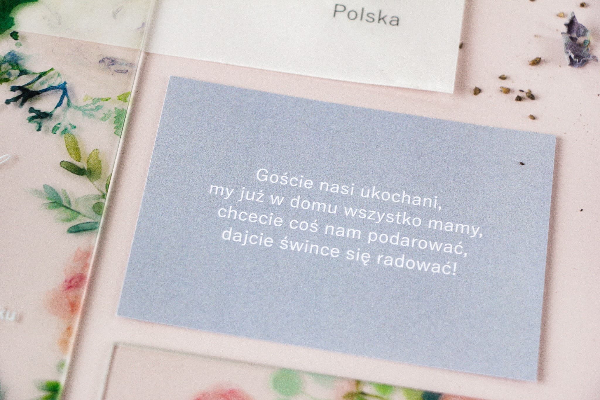 Pastelowy Bilecik do Zaproszeń Satynowy | Wkładki Informacyjne do Zaproszeń Ślubnych | Soft nr 1